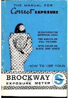 Sekonic Brockway manual. Camera Instructions.